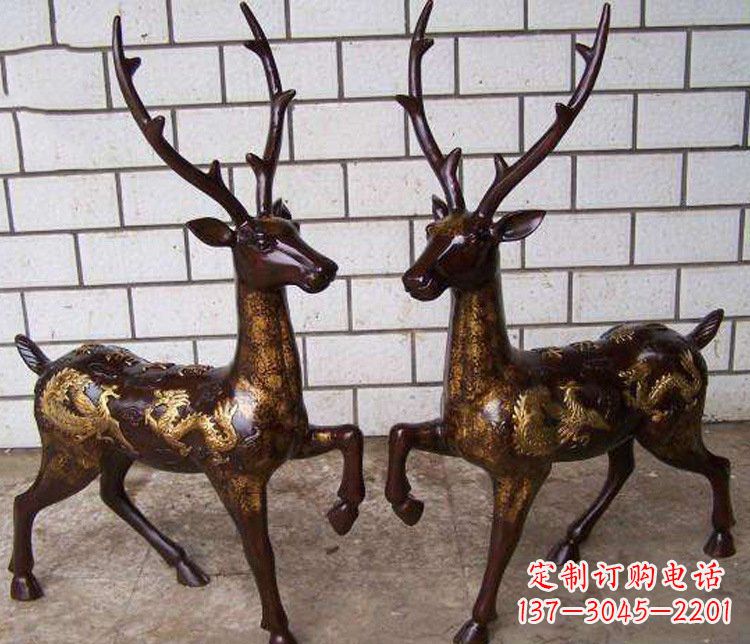 长沙铜雕吉祥复古梅花鹿雕塑摆件