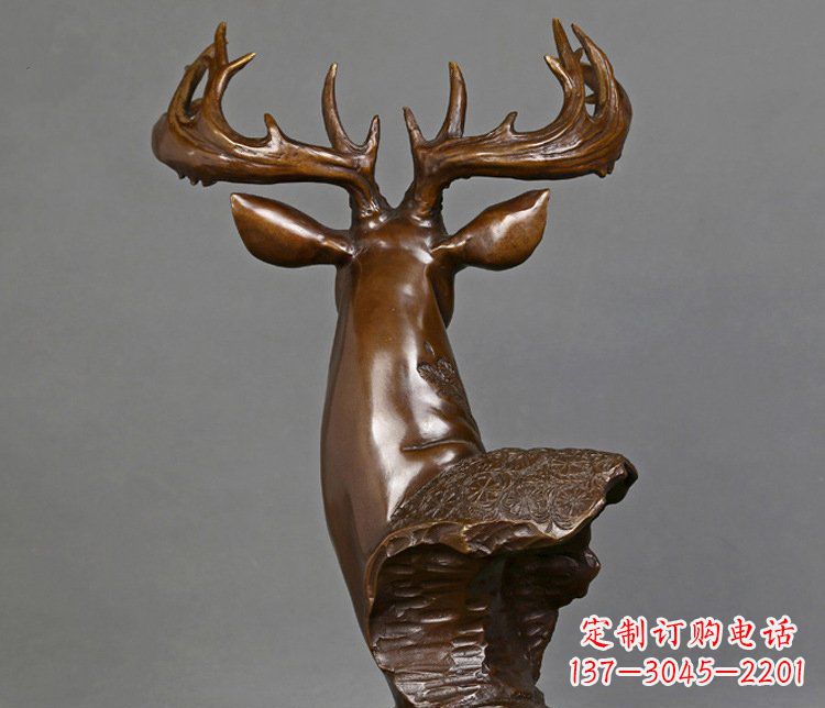 长沙铜雕吉祥招财鹿头雕塑摆件