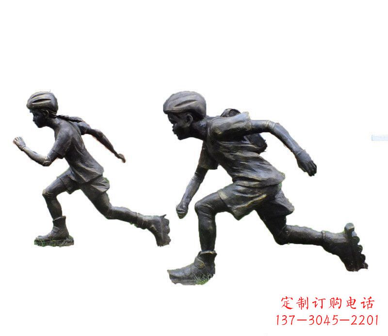 长沙铜雕民俗溜冰儿童摆件