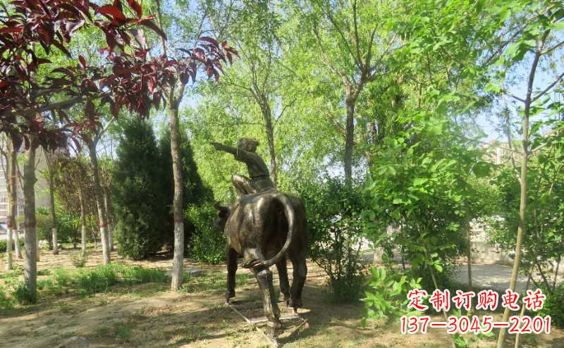 长沙铜雕牧童骑牛雕塑