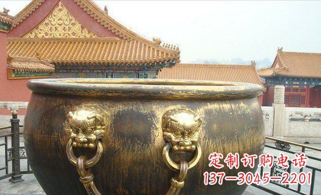 长沙铜雕水缸寺庙景观雕塑 (2)