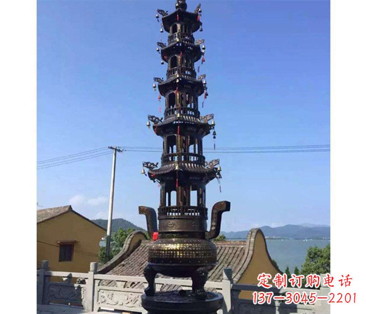 长沙铜雕寺庙大型多层香炉
