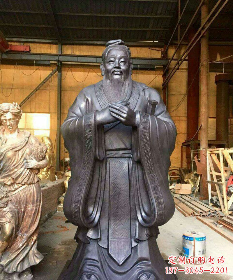 长沙铜雕校园孔子人像雕塑