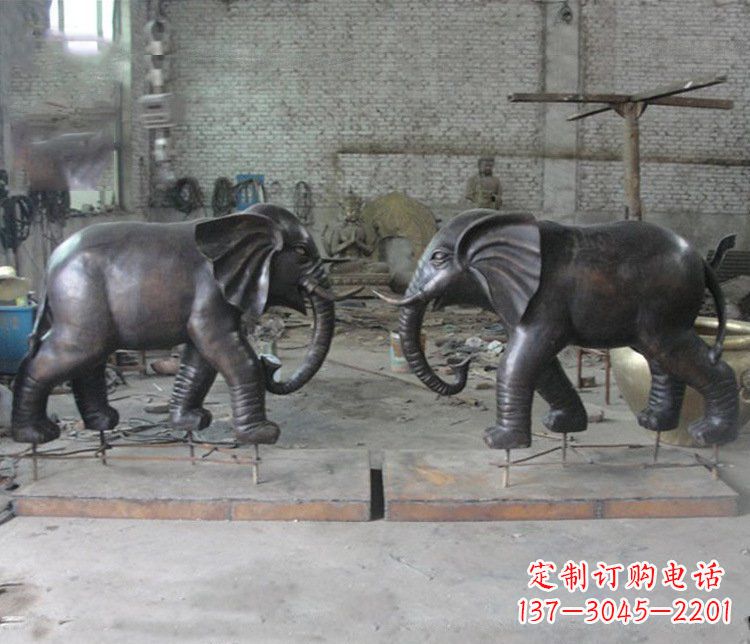 长沙铜雕园林动物大象雕塑 (2)