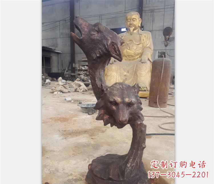 长沙铜雕园林金钱豹动物雕塑