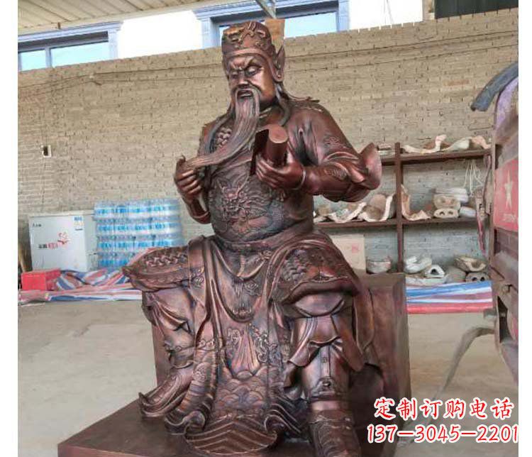 长沙铜雕镇宅关公寺庙神像雕塑摆件 (3)