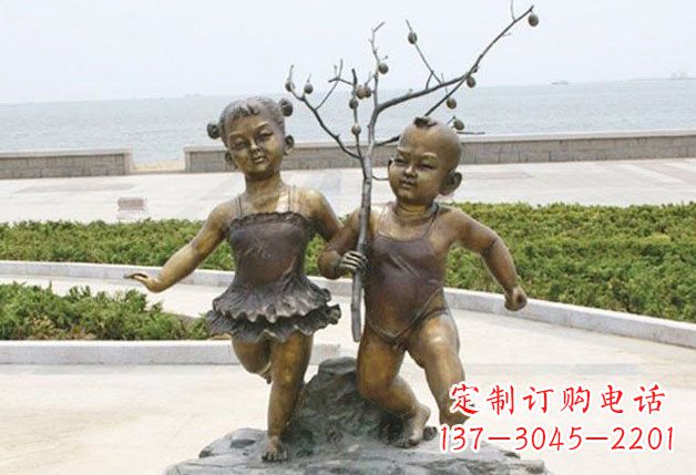 长沙玩耍的儿童铜雕