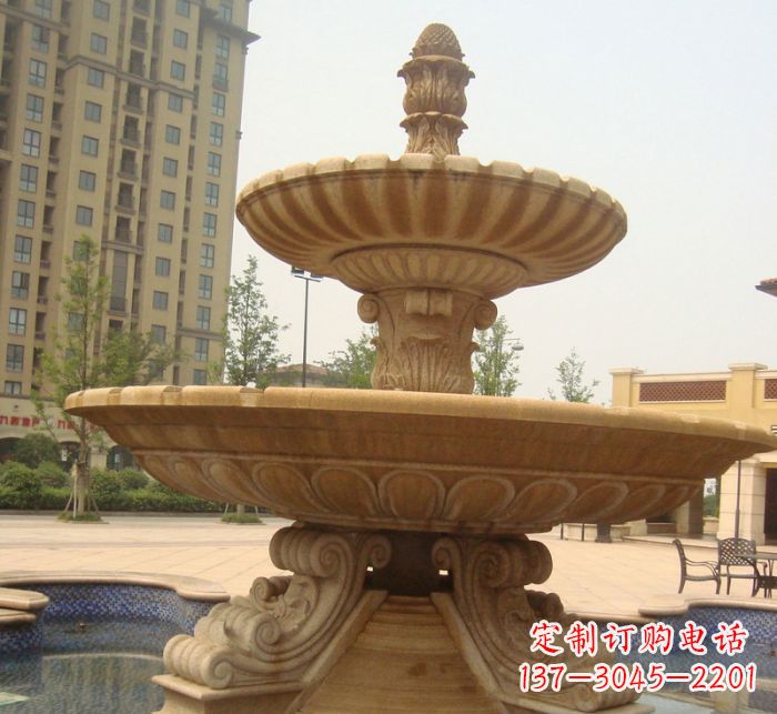 长沙晚霞红多层大型石雕喷泉 (5)
