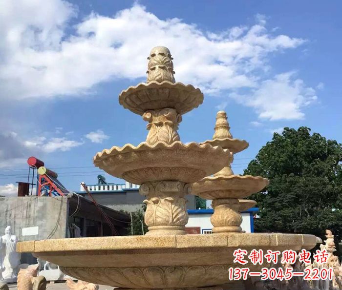 长沙晚霞红多层喷泉石雕