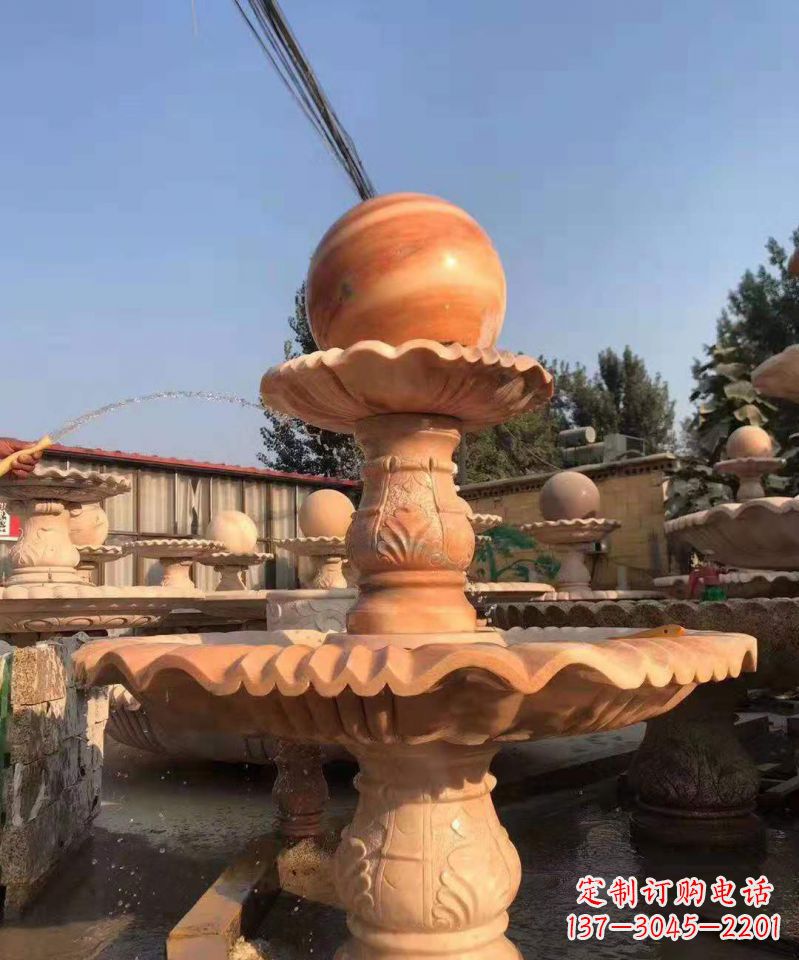 长沙晚霞红风水球雕塑别墅庭院景观雕塑