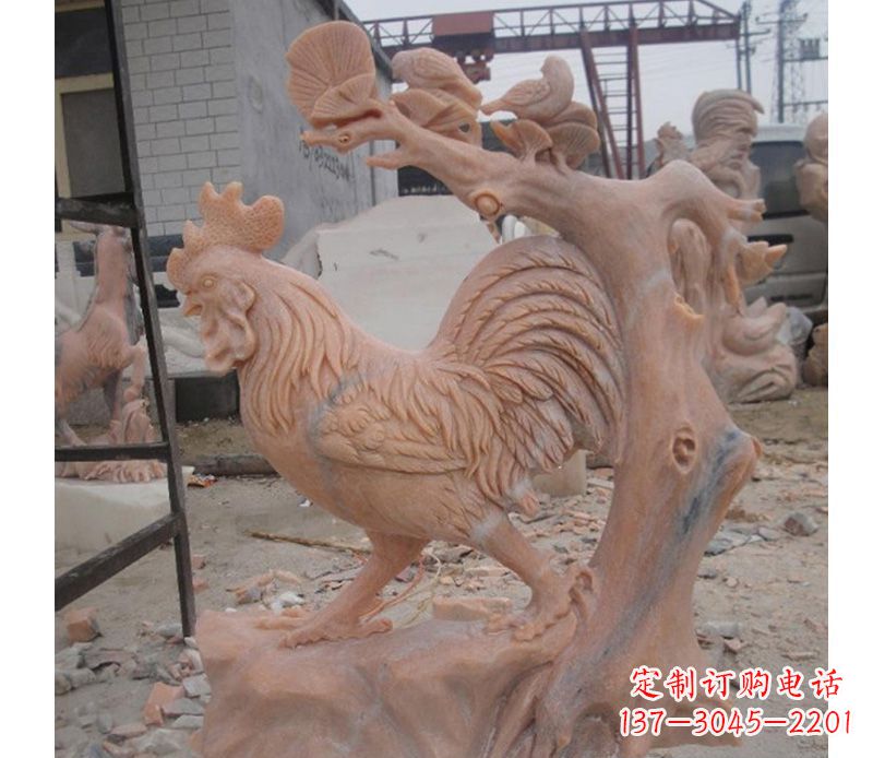 长沙晚霞红公鸡雕塑