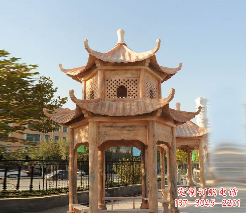 长沙晚霞红景区休息凉亭