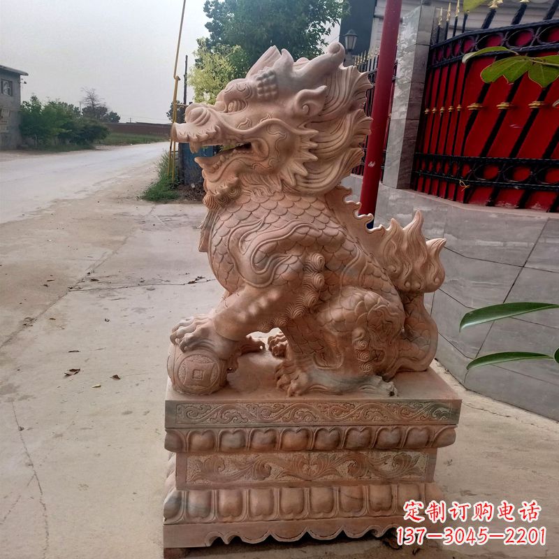 长沙晚霞红麒麟石雕