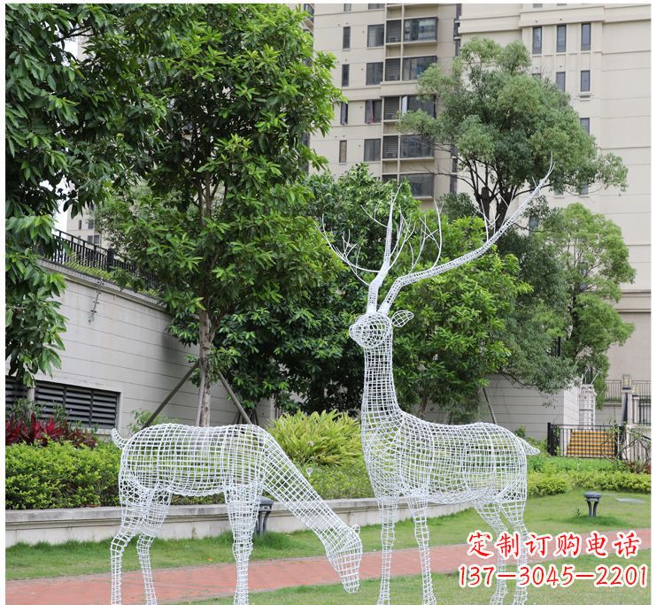 长沙小区不锈钢镂空梅花鹿鹿雕塑