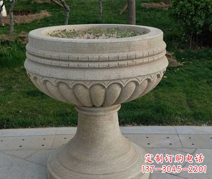 长沙小区大理石花盆摆件石雕