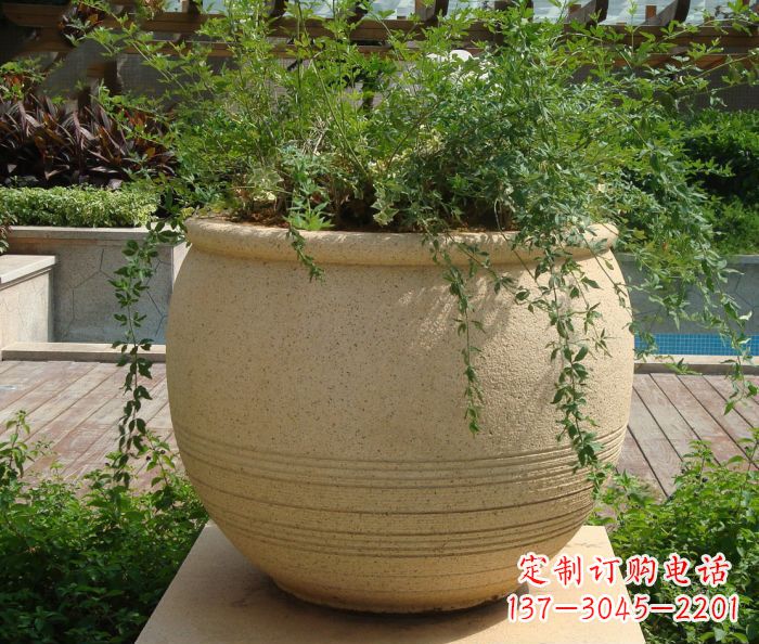 长沙小区景观大理石花盆石雕 (2)