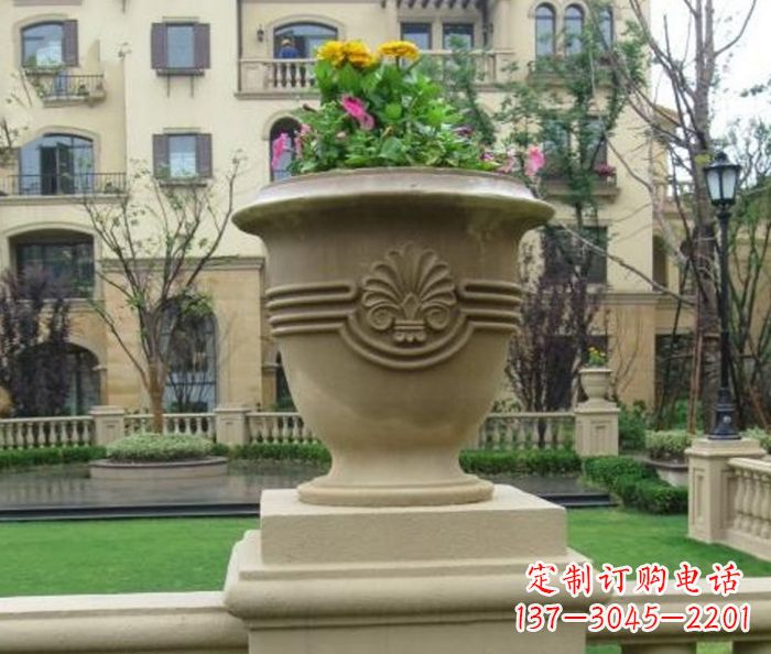 长沙小区景观大理石花盆石雕 (5)