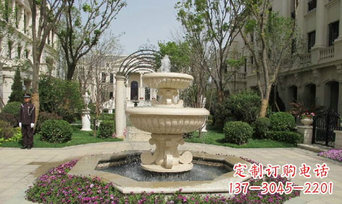 长沙小区景观大理石喷泉石雕 (7)