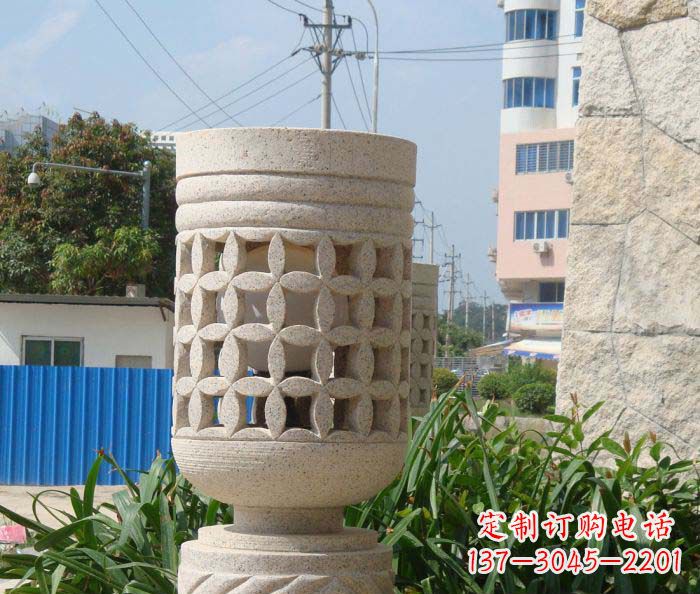 长沙小区景观镂空石灯石雕