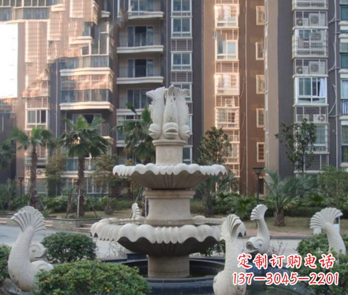 长沙小区景观鲤鱼喷泉石雕