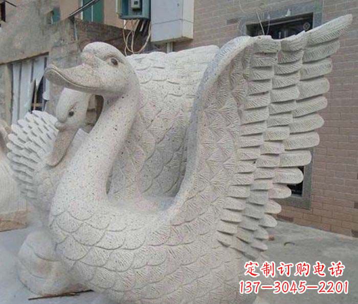 长沙小区景观天鹅石雕喷泉
