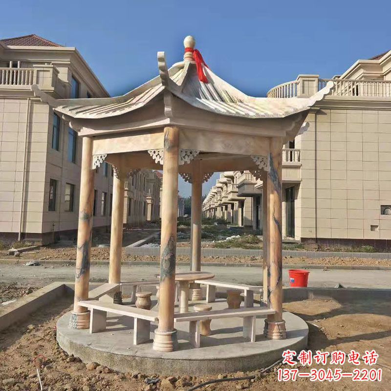 长沙小区庭院石雕凉亭