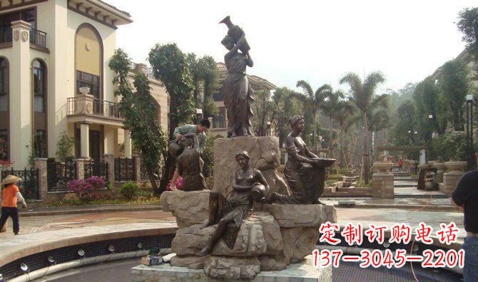 长沙小区西方美女喷泉人物铜雕