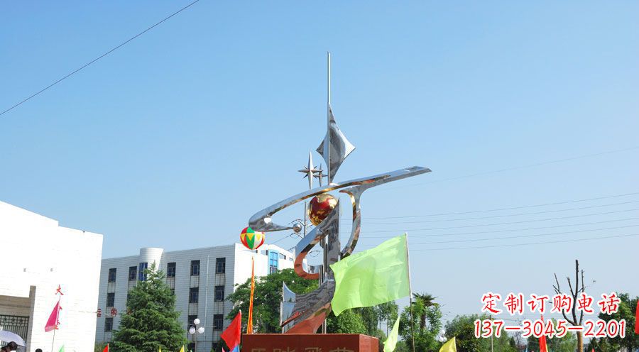 长沙校园不锈钢马踏飞燕地球雕塑