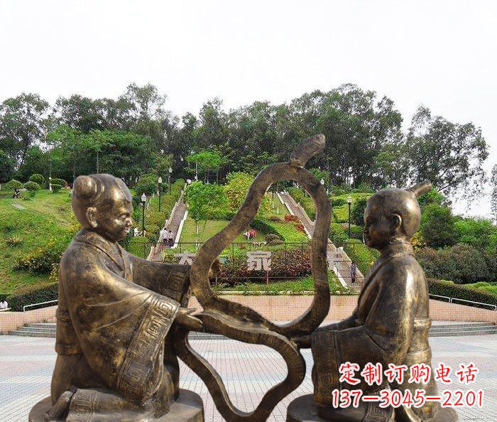 长沙校园抽象孔融让梨铜雕