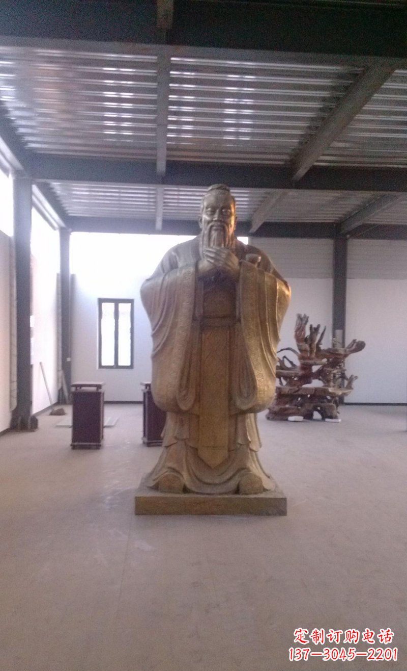 长沙校园仿铜老子玻璃钢名人雕塑