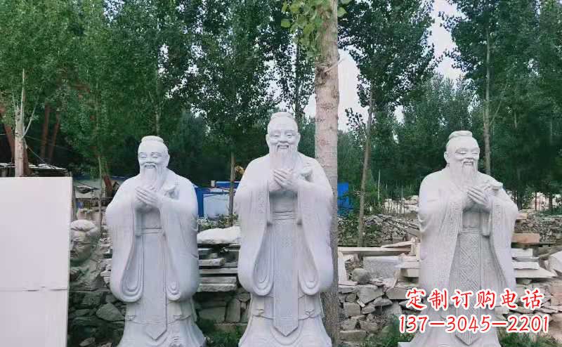 长沙校园古代名人伟人孔子石雕