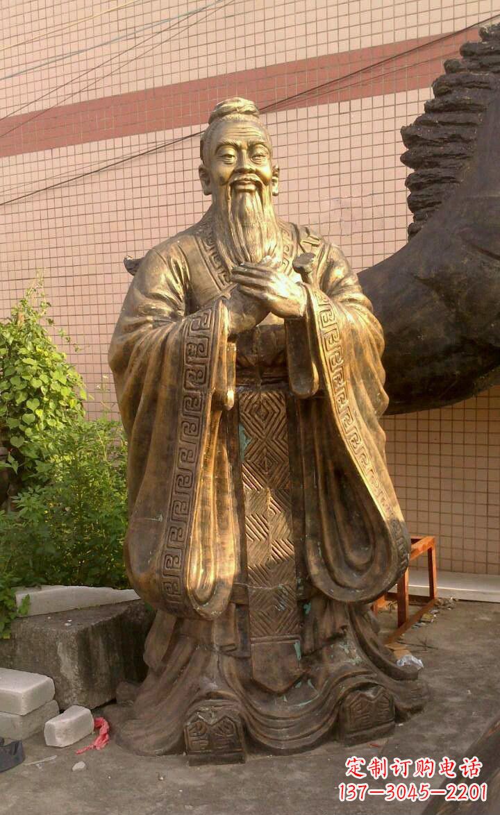 长沙校园孔子像人物铜雕
