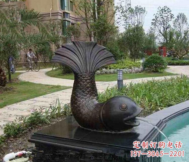 长沙鱼喷泉铜雕
