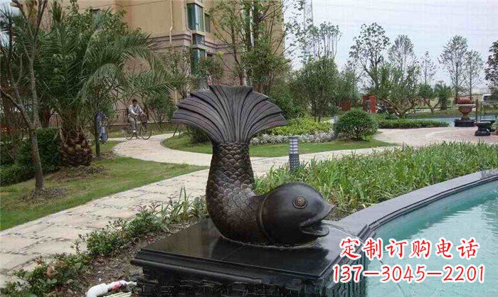 长沙鱼式喷泉小区景观铜雕
