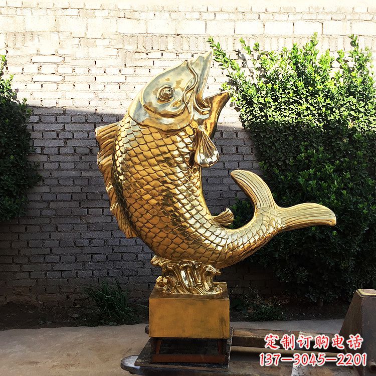 长沙鱼跃景观铜雕-纯铜铸造企业商场动物雕塑摆件