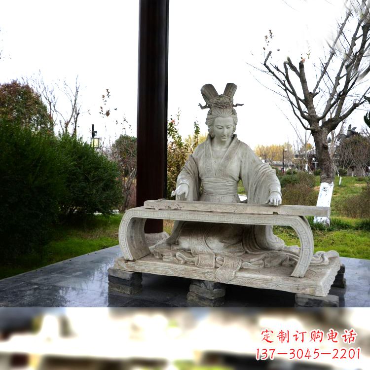 长沙虞姬弹琴雕塑-公园古代人物著名美女情景雕塑