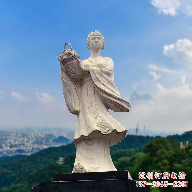 长沙虞姬景观石雕像-景区园林古代美女雕塑