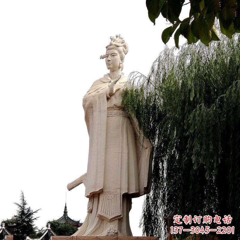 长沙虞姬砂岩石雕-景区园林古代人物著名美女雕像