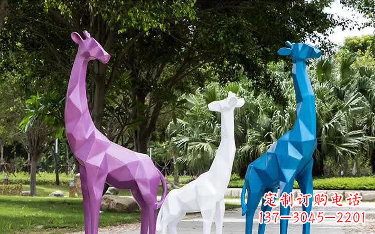 长沙园林不锈钢动物长颈鹿雕塑