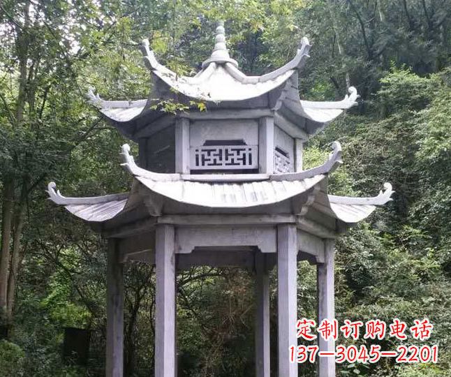 长沙园林仿古石凉亭景观石雕 (3)