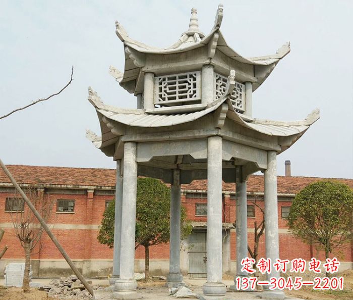 长沙园林仿古双层石雕凉亭 (2)