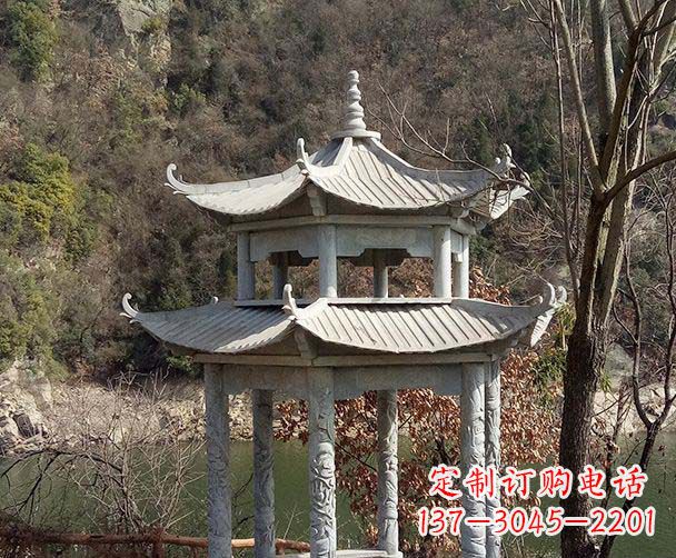 长沙园林仿古双层石雕凉亭