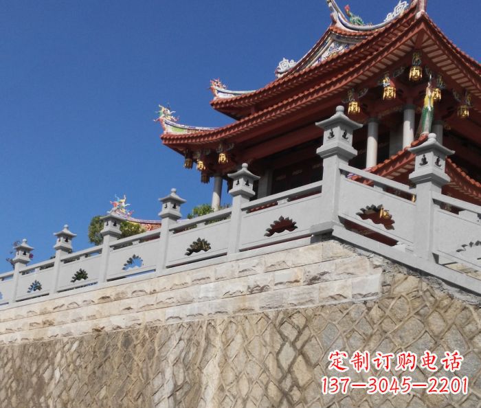 长沙园林景观大理石镂空莲花石栏板