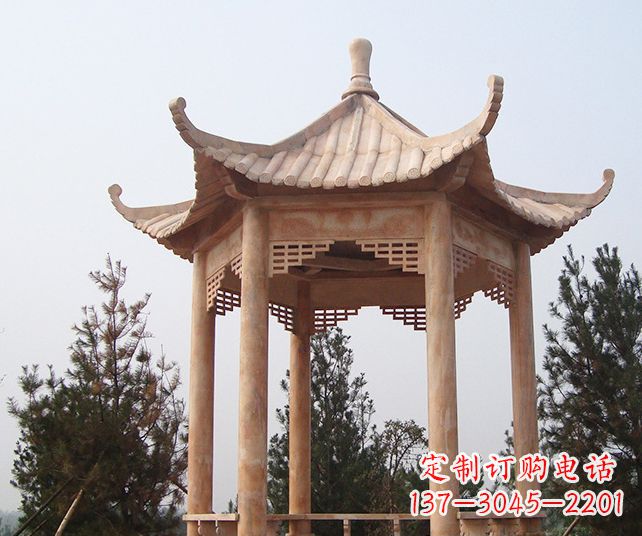 长沙园林景观单层石雕凉亭 (3)