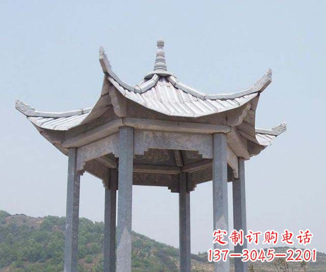 长沙园林景观单层石雕凉亭 (2)