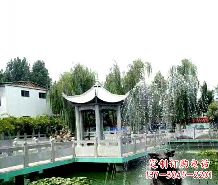 长沙园林景观单层六角石雕凉亭
