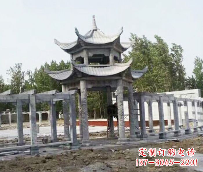 长沙园林景观多层凉亭石雕 (2)