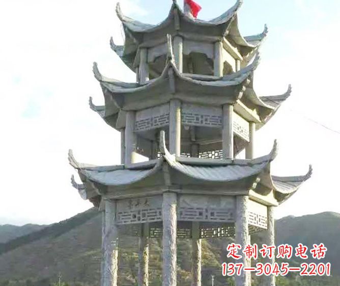 长沙园林景观多层凉亭石雕 (3)