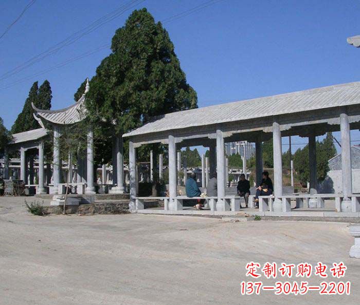 长沙园林景观仿古石雕长廊凉亭 (2)