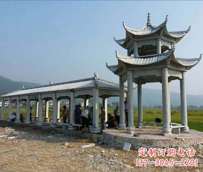 长沙园林景观仿古石雕长廊凉亭